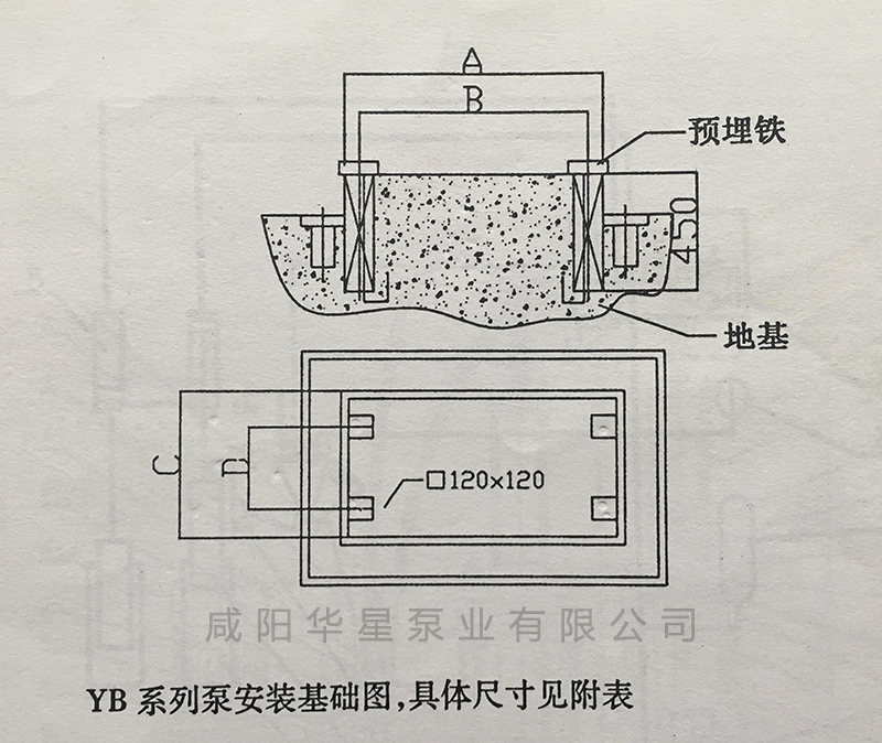 壓濾機(jī)專(zhuān)用柱塞泵安裝基礎(chǔ)圖